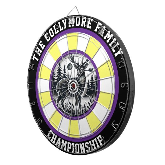 Gewapend hert in doelcirkel dartbord (Voorkant Rechts)