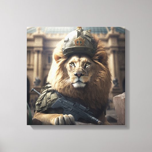 Gewapend leeuwenweb canvas afdruk (Voorkant)