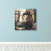 Gewapend leeuwenweb canvas afdruk (Insitu (Houten vloer))