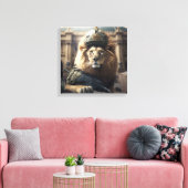 Gewapend leeuwenweb canvas afdruk (Insitu (Woonkamer))