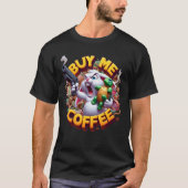 Gewapende Bunny en Turtle Duel Koop mij een koffie T-shirt (Voorkant)