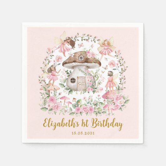 Gewapende 'Forest Fairy Tea Party Girls Birthday' Servet (Voorkant)