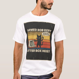Gewapende Overval Kat" Ontwerp T-shirt