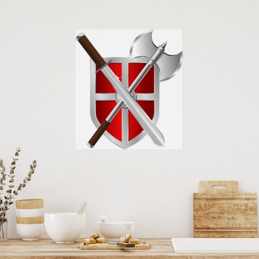 Gewapende wapens op schild poster (Keuken)