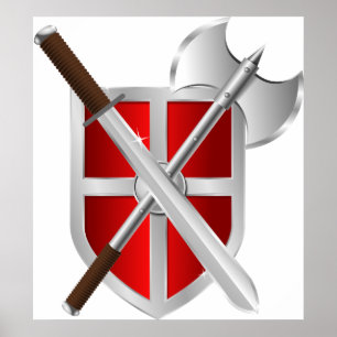 Gewapende wapens op schild poster