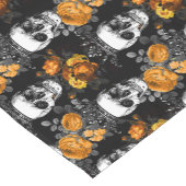 Gewas Skulls met Oranje Rozen Korte Tafelloper (Hoek)