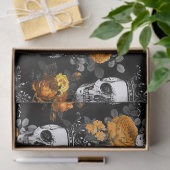 Gewas Skulls met Oranje Rozen ontkoppelen Tissuepapier (Geschenk)