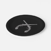 Gewasdrosde pistolen zwart papieren bordje (Gekanteld)