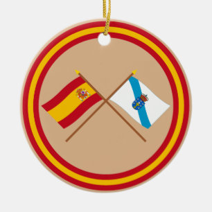 Gewasemde vlaggen van Spanje en Galicië Keramisch Ornament
