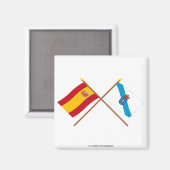 Gewasemde vlaggen van Spanje en Galicië Magneet (Voorkant / Achterkant)