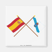 Gewasemde vlaggen van Spanje en Galicië Magneet (Voorkant)