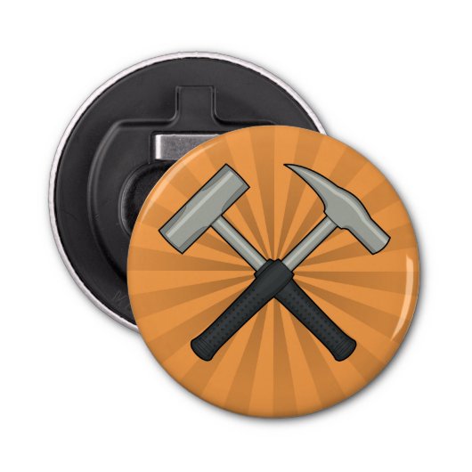 Gewasgeologische hamers met Sunburst Button Flesopener (Voorkant)