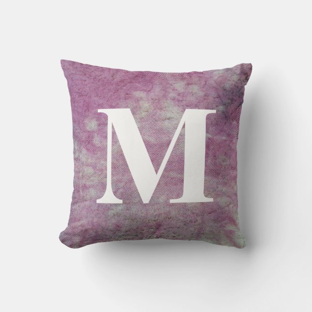 Gewassen Denim Design #4 met Monogram Kussen (Voorkant)