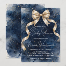 Gewassen Navy Blauwe Glitterige Gouden Lint Coquet