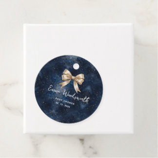 Gewassen Navy Blauwe Nachtelijke Hemel Gouden Boog Bedankjes Labels