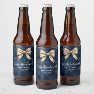 Gewassen Navy Blauwe Nachtelijke Hemel Gouden Stri Bier Etiket