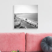 Gewassen van mensen op strand B&W verhoogd uitzich Canvas Afdruk (Insitu (Woonkamer))