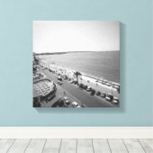 Gewassen van mensen op strand B&W verhoogd uitzich Canvas Afdruk (Insitu (Houten vloer))