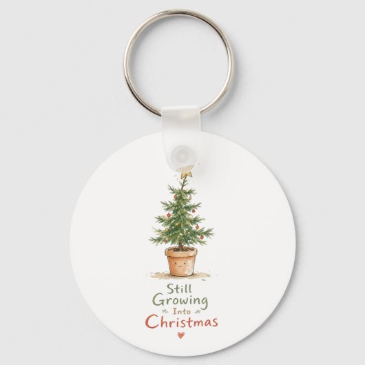 Gewaterverfde kerstboom in pot sleutelhanger (Voorkant)