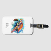 Gewaterverfde Schildpad met Initialen Bagagelabel (Voorkant (horizontaal))