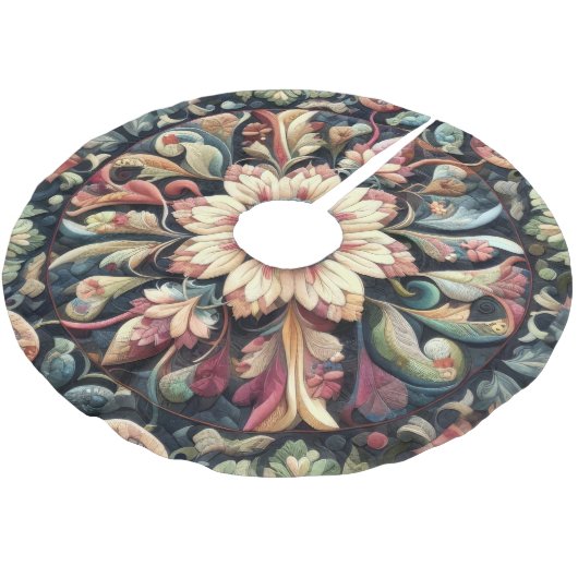 Gewatteerd Abstract bloemontwerp Kerstboom Rok (Gekanteld)