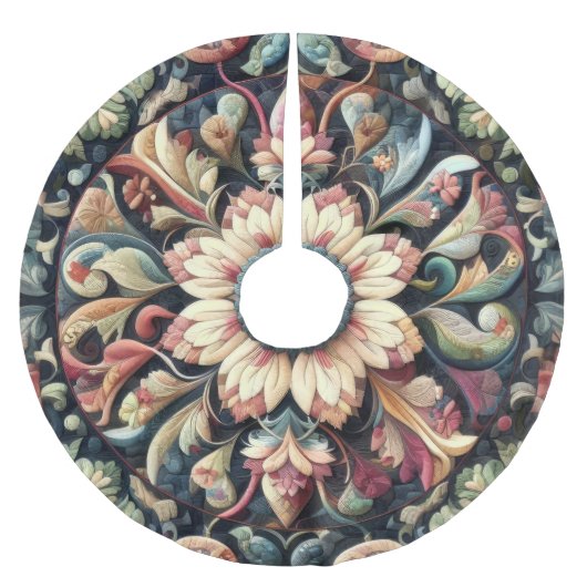 Gewatteerd Abstract bloemontwerp Kerstboom Rok (Voorkant)