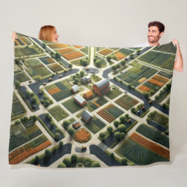 Gewatteerd Abstract Boerderij Landschap Fleece Deken