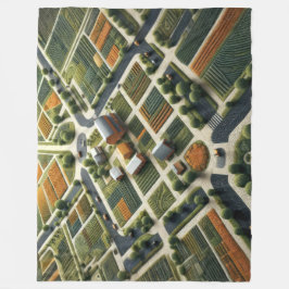 Gewatteerd Abstract Boerderij Landschap Fleece Deken