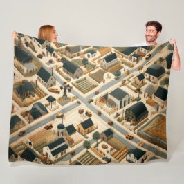 Gewatteerd Abstract Boerderij Landschap Fleece Deken