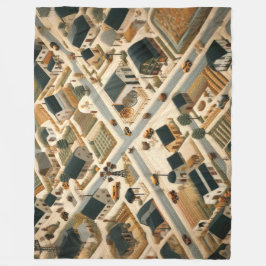 Gewatteerd Abstract Boerderij Landschap Fleece Deken