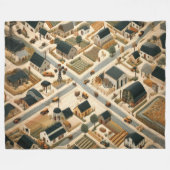 Gewatteerd Abstract Boerderij Landschap Fleece Deken (Voorkant (Horizontaal))