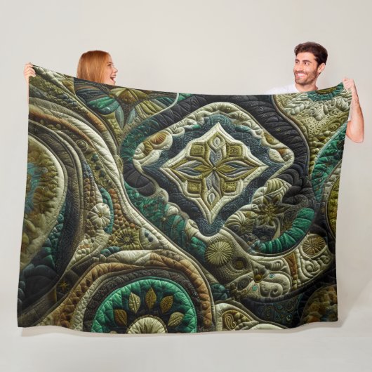 Gewatteerd abstract ontwerp fleece deken (In situ)