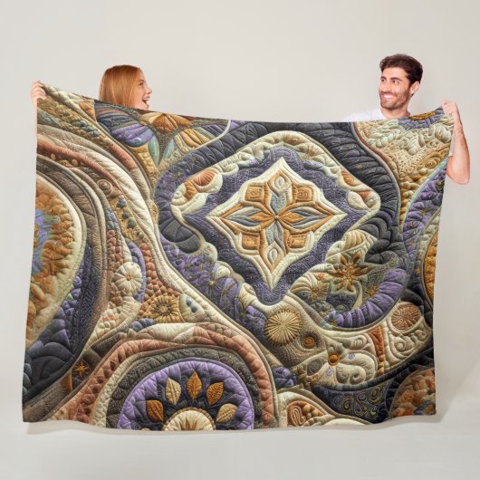 Gewatteerd abstract ontwerp fleece deken (In situ)