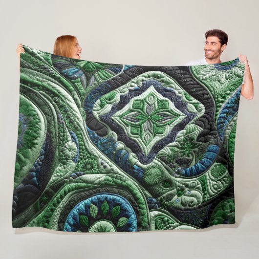 Gewatteerd abstract ontwerp fleece deken (In situ)