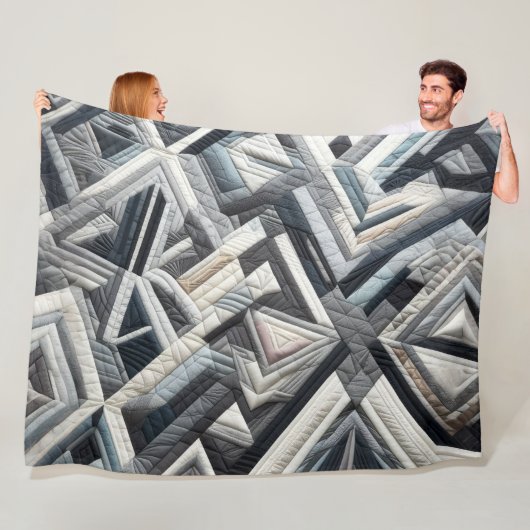Gewatteerd abstract ontwerp fleece deken (In situ)