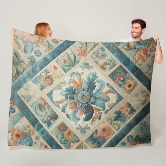 Gewatteerd abstract ontwerp fleece deken (In situ)