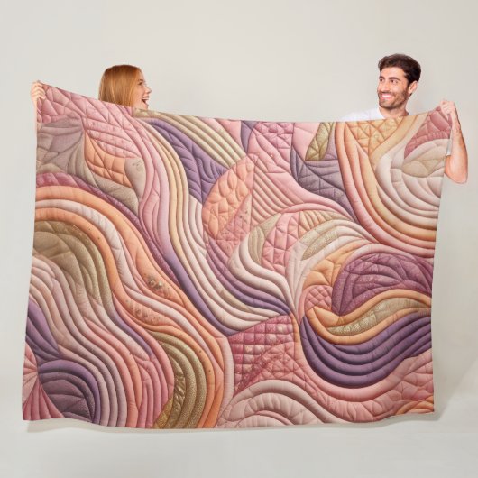 Gewatteerd abstract ontwerp fleece deken (In situ)