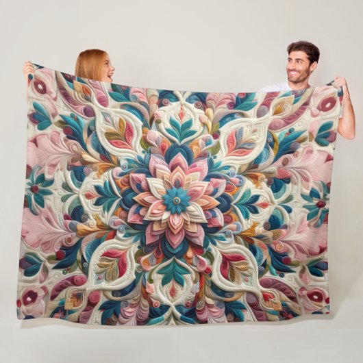 Gewatteerd abstract ontwerp fleece deken (In situ)