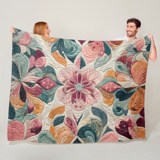 Gewatteerd abstract ontwerp fleece deken (In situ)