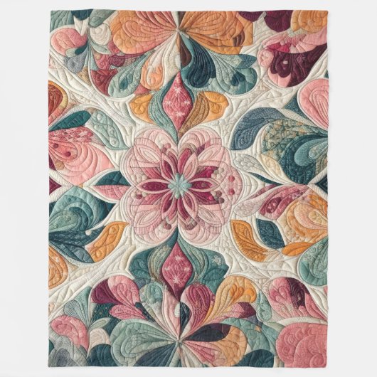 Gewatteerd abstract ontwerp fleece deken (Voorkant)