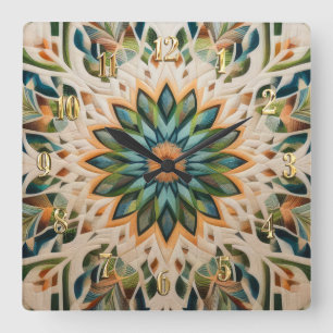 Gewatteerd abstract ontwerp vierkante klok
