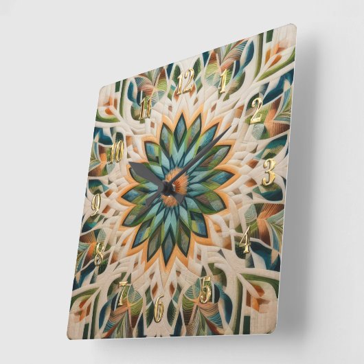 Gewatteerd abstract ontwerp vierkante klok (Hoek)