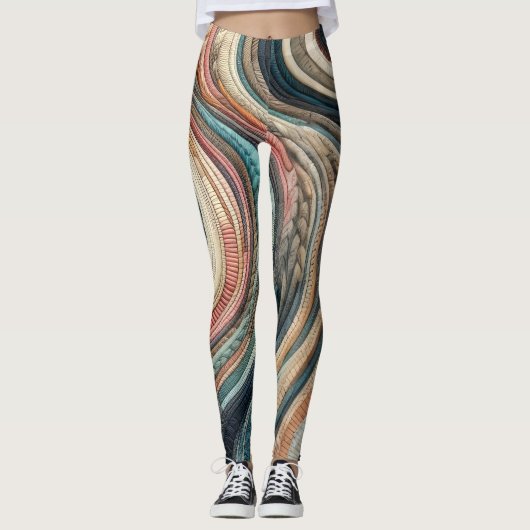 Gewatteerd Abstract streepontwerp Leggings (Voorkant)