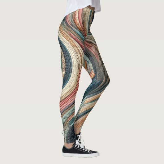 Gewatteerd Abstract streepontwerp Leggings (Rechts)