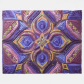 Gewatteerd Blauw en Pruim Abstract Ontwerp Fleece Deken (Voorkant (Horizontaal))