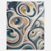 Gewatteerd Blauw Goud Abstract Ontwerp Fleece Deken (Voorkant)