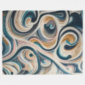 Gewatteerd Blauw Goud Abstract Ontwerp Fleece Deken (Voorkant (Horizontaal))