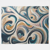 Gewatteerd Blauw Goud Abstract Ontwerp Fleece Deken (Voorkant (Horizontaal))