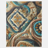 Gewatteerd Blauwgroen Blauw Goud Abstract Ontwerp Fleece Deken (Voorkant)