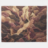 Gewatteerd burgundy goud abstract ontwerp fleece deken (Voorkant (Horizontaal))